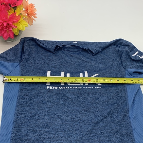 HUK Performance Fishing Blue Long Sleeve Shirt - Picture 9 of 11